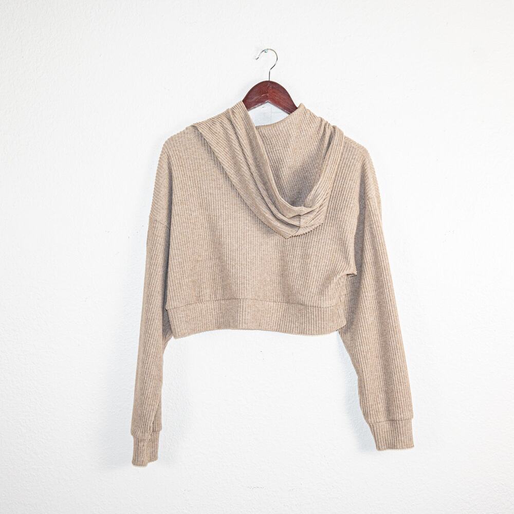 ALO Yoga Women's Muse Hoodie Ribbed Hravel Heather - Picture 3 of 9